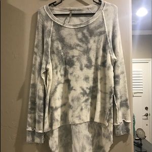 Distressed tye dye high low sweater